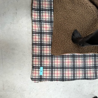 Plush Country Tartan Fleece Dog Blanket with Sherpa Fleece Back  Size: 110 x 72cm